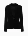 Giorgio Armani Official Store Single-breasted Velvet Jacket With Jewel Button Detail In Black