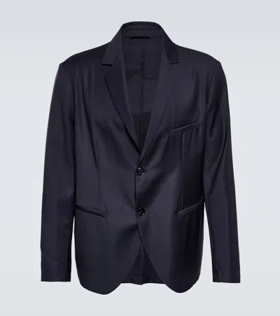 Giorgio Armani Single-breasted Virgin Wool Blazer In Night Sky