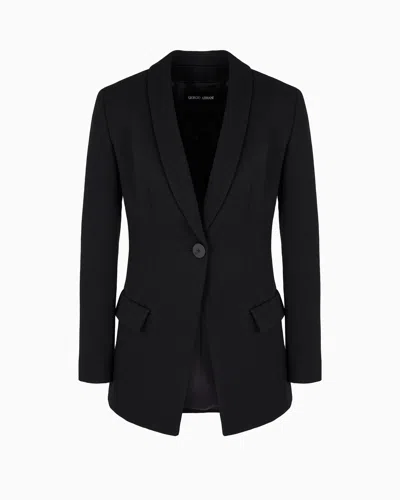 Giorgio Armani Single-breasted, Virgin-wool Jacket In Black