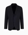Giorgio Armani Stretch Wool Blazer With Front Pockets In Black