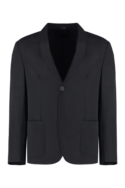 Giorgio Armani Single-breasted Virgin Wool Jacket In Black