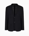 Giorgio Armani Single-breasted, Virgin-wool Jacket In Blue