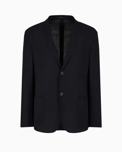 Giorgio Armani Single-breasted, Virgin-wool Jacket In Black