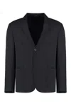 Giorgio Armani Single-breasted Virgin Wool Jacket In Navy