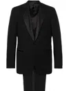 Giorgio Armani Wool Suit With Satin Lapel And Pockets In Black
