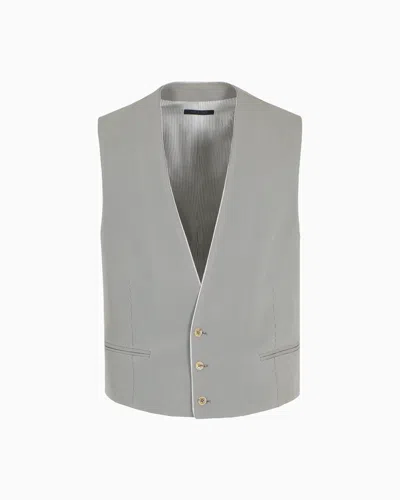 Giorgio Armani Single-breasted Waistcoat In A Textured Viscose Blend In Sand