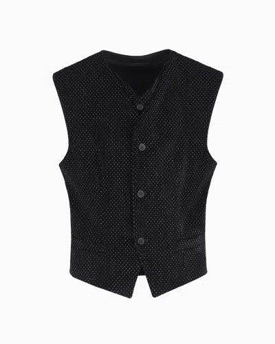 Giorgio Armani Single-breasted Waistcoat In Seersucker Velvet With A Polka-dot Motif In Pattern