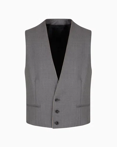 Giorgio Armani Single-breasted Waistcoat In Virgin Wool And Cashmere In Grey