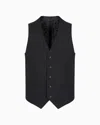 Giorgio Armani Official Store Single-breasted Waistcoat In Virgin Wool In Black