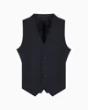 Giorgio Armani Official Store Single-breasted Waistcoat In Virgin Wool In Navy Blue