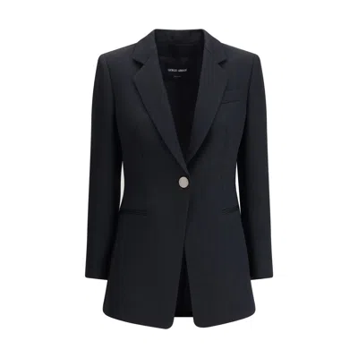 Giorgio Armani Technical Scuba Single-breasted Jacket In Black