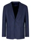 Giorgio Armani Single-breasted Wool Blazer In Blue