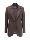Giorgio Armani Single-breasted Wool Blazer In Brown