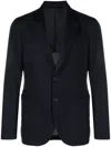 Giorgio Armani Single-breasted Wool-blend Blazer In Blue