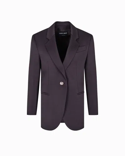 Giorgio Armani Single-breasted Wool Jacket In Brown