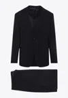 Giorgio Armani Virgin Wool Suit Notch Lapel In Blue