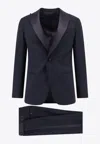 Giorgio Armani Icon Virgin Wool Tuxedo With Satin Profiles In Blue