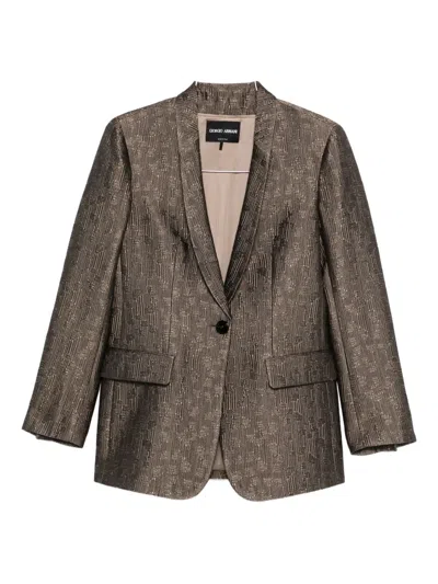 Giorgio Armani Single-button Blazer In Brown