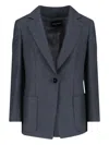 Giorgio Armani Sleek Modern Grey Jacket With Structured Silhouette In Blue