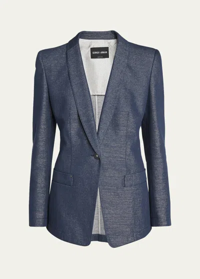 GIORGIO ARMANI SINGLE-BUTTON DENIM BLAZER JACKET