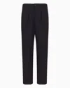 Giorgio Armani Single-dart, Wool-canvas Trousers In Black