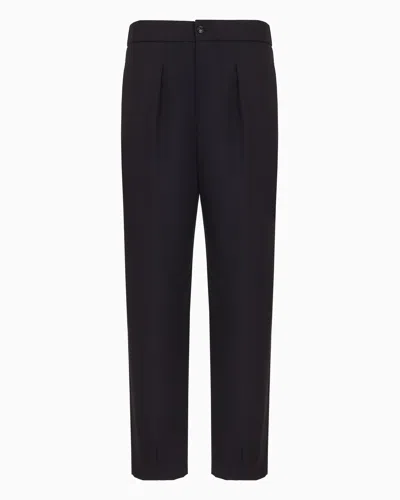 Giorgio Armani Single-dart, Wool-canvas Trousers In Black