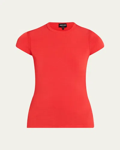 Giorgio Armani Single Jersey Crewneck T-shirt In Red