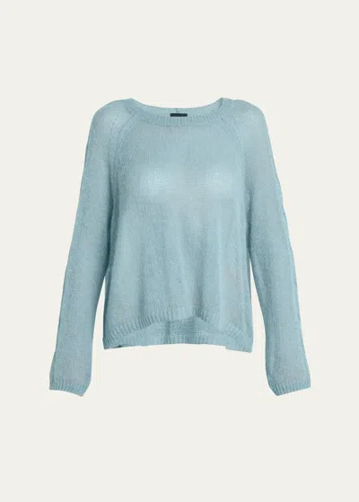 Giorgio Armani Single Jersey Mohair Sweater In Lt Blue 1