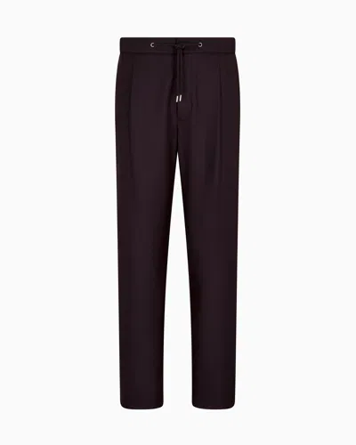 Giorgio Armani Single-pleat Cashmere Drap Trousers In Brown