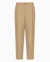 Giorgio Armani Single-pleat Cotton And Linen Trousers In Beige