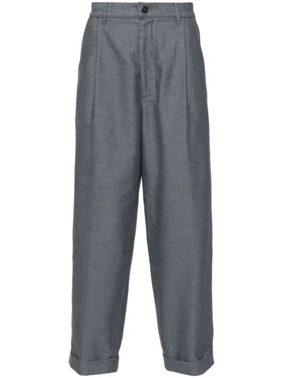 Giorgio Armani Single-pleat Cotton Trousers In Blau