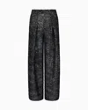 Giorgio Armani Single-pleat Jersey Trousers With A Flocked Print And Sequins In Multi