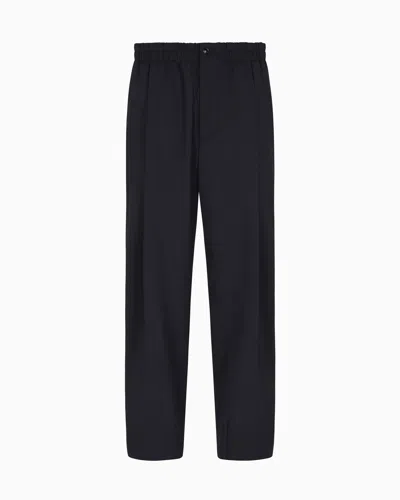 Giorgio Armani Single-pleat Lightweight Wool-canvas Trousers In Blue