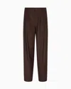 Giorgio Armani Official Store Single-pleat Lightweight Wool Cloth Trousers In Brown