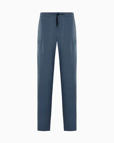 Giorgio Armani Single-pleat, Linen-canvas Trousers In Gray