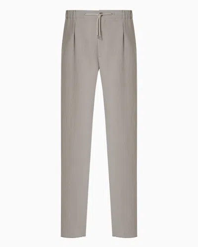 Giorgio Armani Single-pleat, Linen-canvas Trousers In Beige