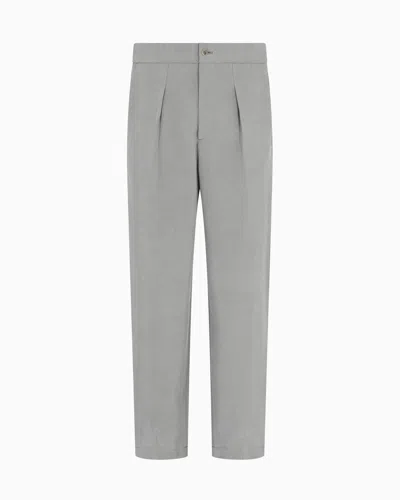 Giorgio Armani Single-pleat, Pure Silk Canvas Trousers In Green