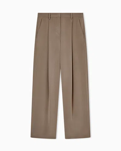 Giorgio Armani Single-pleat Silk Crêpe Trousers In Blue