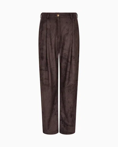 Giorgio Armani Single-pleat Trousers In Alcantara-effect Jersey In Brown