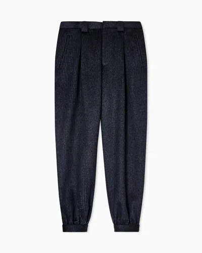 Giorgio Armani Single-pleat Trousers In Armure Cashmere In Black