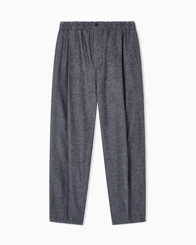 Giorgio Armani Single-pleat Trousers In Cashmere-blend Flannel In Blue