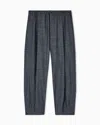 Giorgio Armani Single-pleat Trousers In Denim-effect Virgin-wool In Black