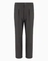 Giorgio Armani Single-pleat, Virgin Wool And Seersucker Cashmere Trousers In Black