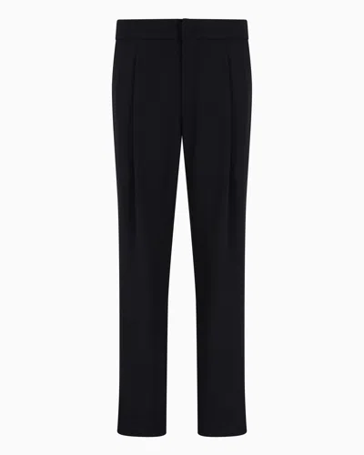 Giorgio Armani Official Store Single-pleat Virgin Wool Trousers In Blue