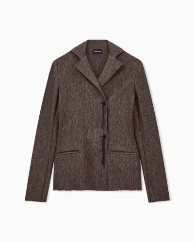 Giorgio Armani Single-breasted Blazer New Normal In Virgin Wool Jersey In Brown