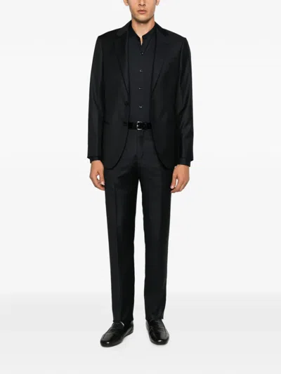 Giorgio Armani Single-breasted Buttoned Suit In Blue