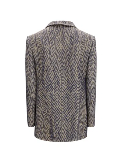 Giorgio Armani Single-breasted Chevron-pattern Jacquard Blazer In Brown