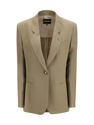 Giorgio Armani Single-breasted Jacket In Green