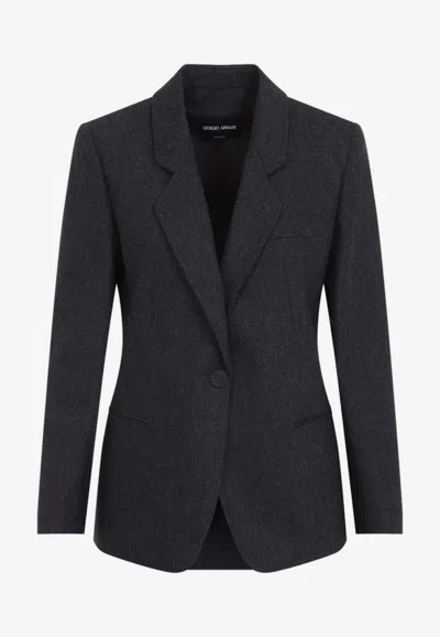 Giorgio Armani Single-breasted Wool Blazer In Gray