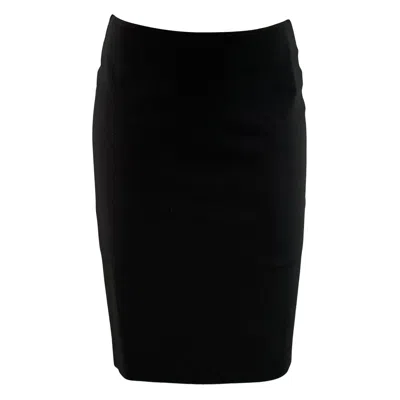 Pre-owned Giorgio Armani Size 2 Black Wool Pencil Knee-length Skirt